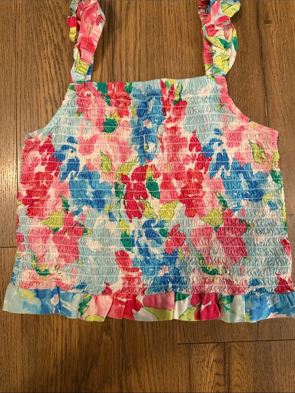Old Navy Girls Floral Smocked Camisole - Pink, Blue, Green